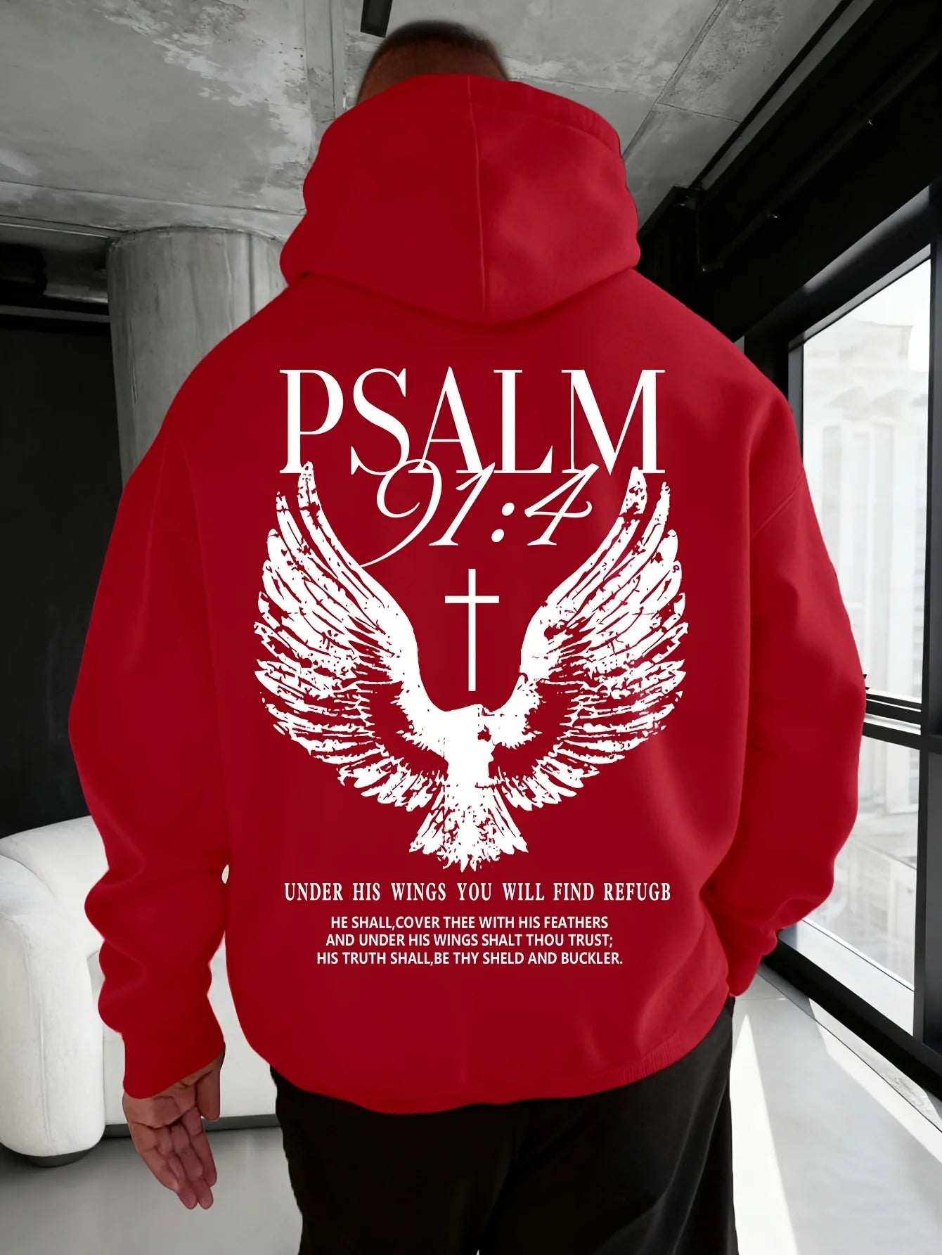 Psalm 91:4 Christian Hoodie Sweatshirt | Bible Verse Print