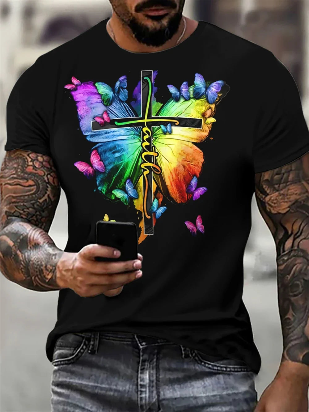 Gothic Jesus Christ Cross 3D Printed Christian T-Shirt