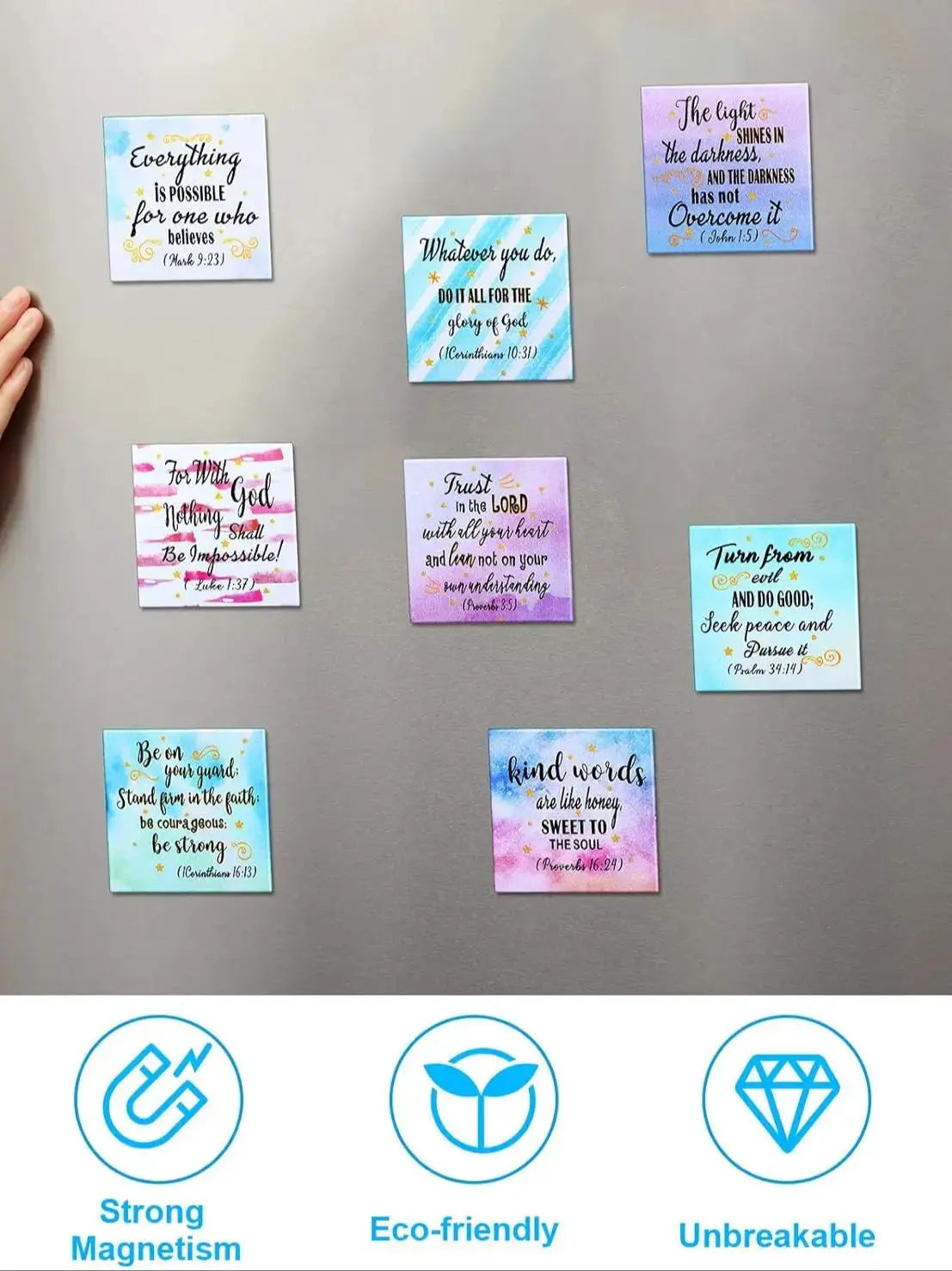 Bible Verse Fridge Magnet Set (12pcs) | Christian Inspirational Magnets