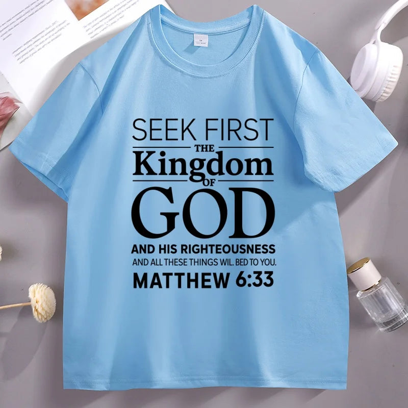 Seek First The Kingdom Christian Bible Verse T-Shirt