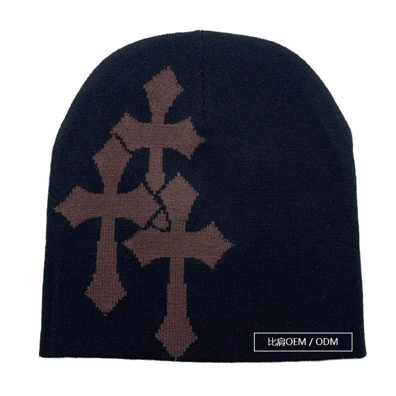 Cross Knit Beanie Hat | Unisex Christian Hip Hop Style