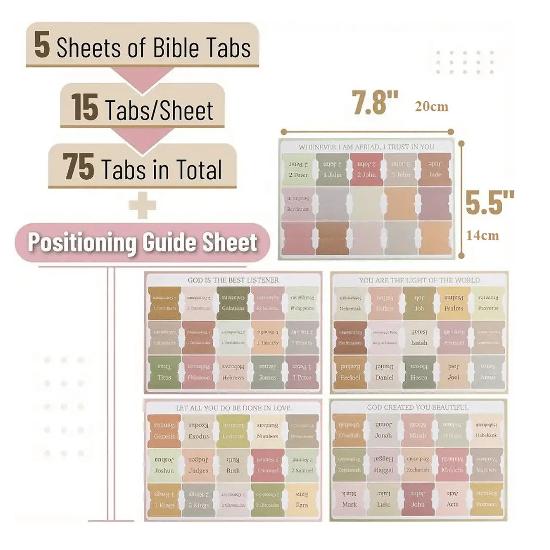 Boho Laminated Bible Tabs Set (75 Tabs) | Scripture Index Tabs