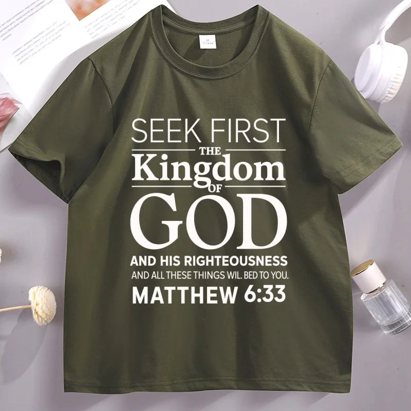 Seek First The Kingdom Christian Bible Verse T-Shirt