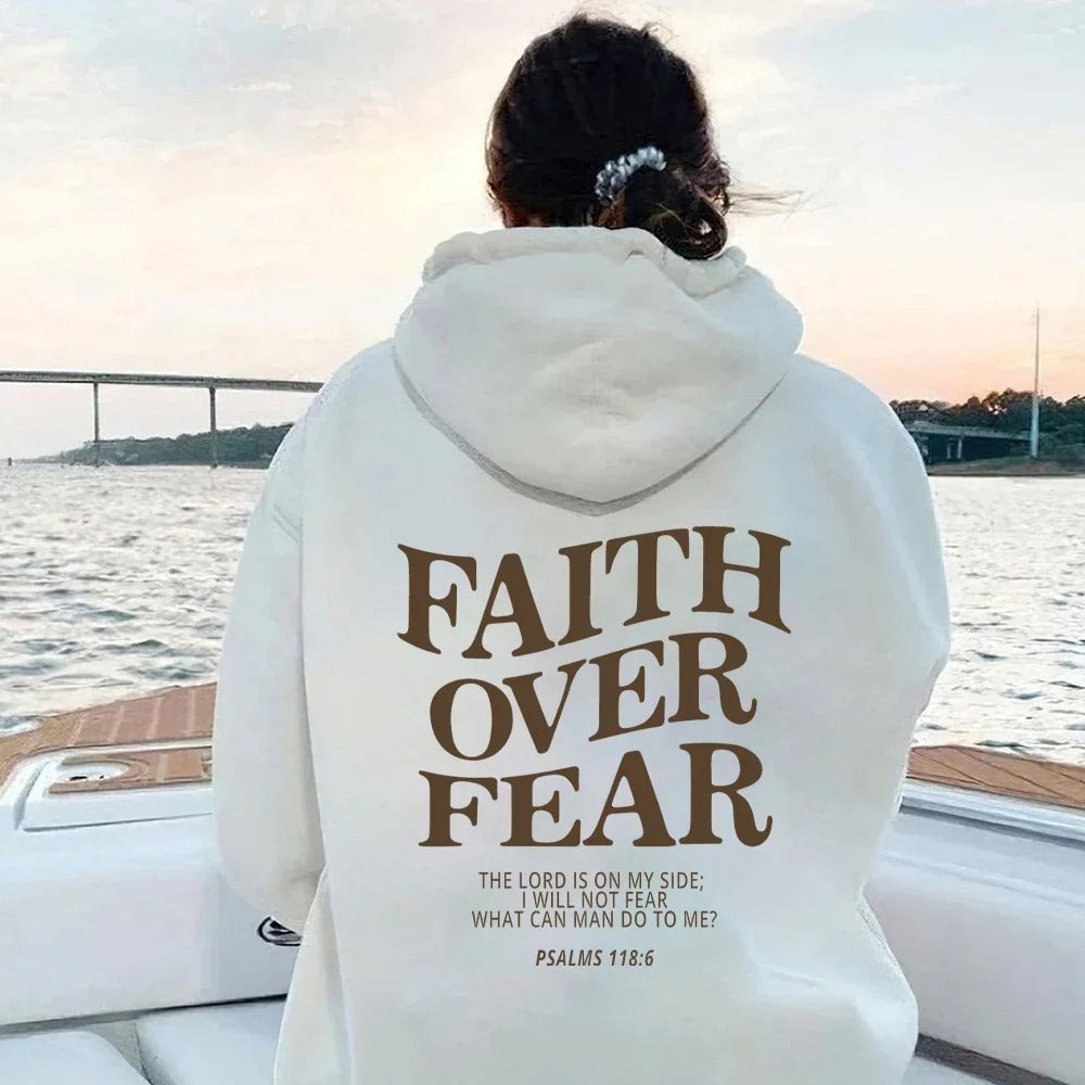 Faith Over Fear Aesthetic Christian Pullover Hoodie | Unisex