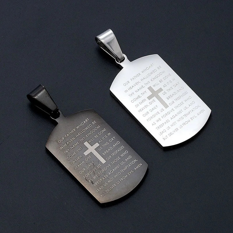 Bible Verse Stainless Steel Cross Necklace for Men