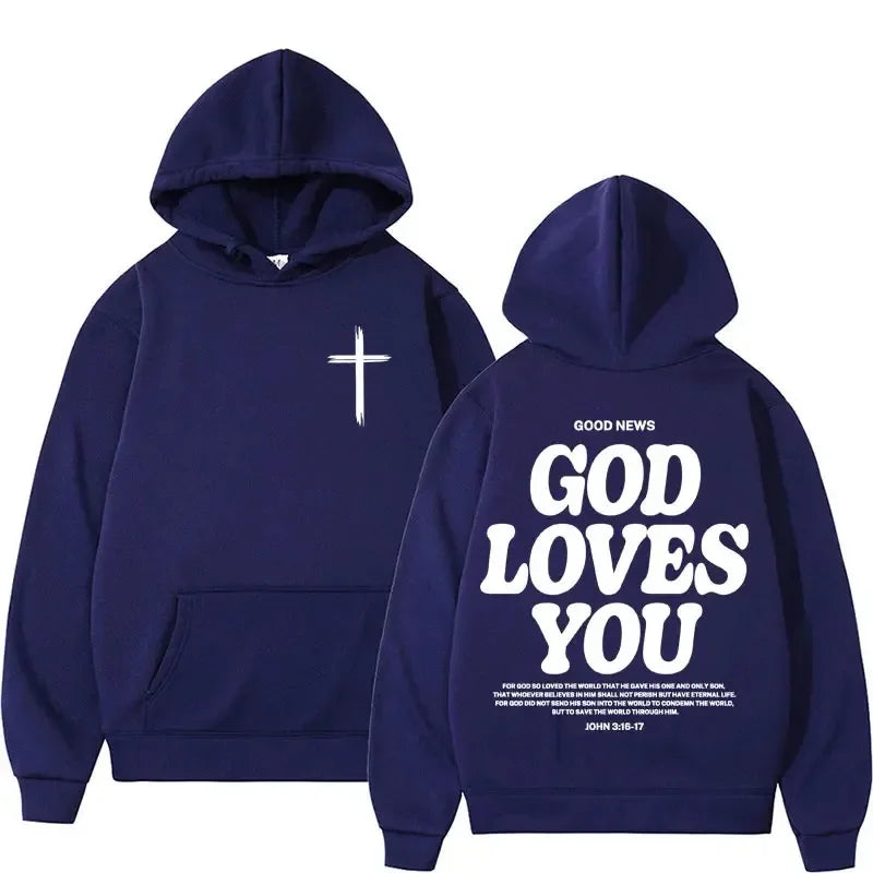 God Loves You Aesthetic Christian Hoodie | Streetwear Y2K