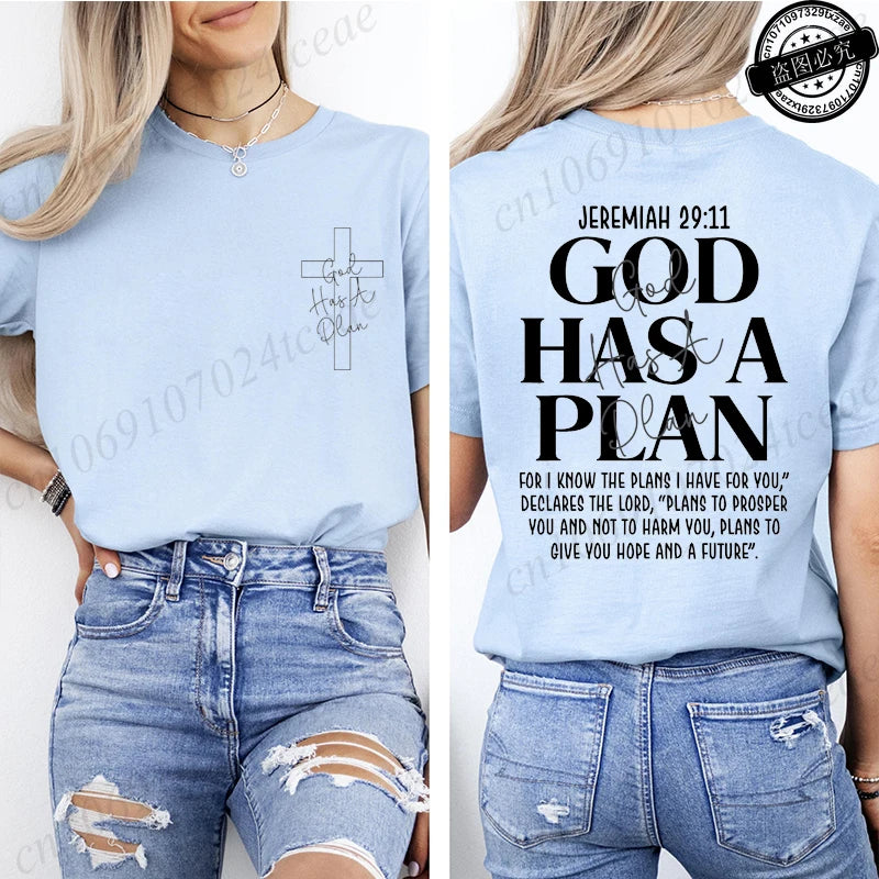 God Has a Plan Christian Women's T-Shirt | Retro Cross Graphic Tee