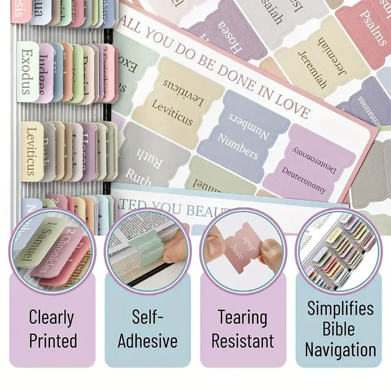 Boho Laminated Bible Tabs Set (75 Tabs) | Scripture Index Tabs