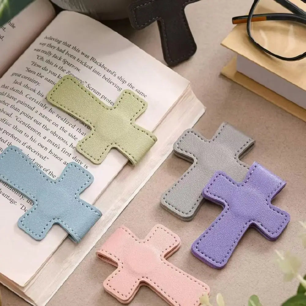 Leather Cross Bible Magnetic Bookmark | Double-Sided Page Clip