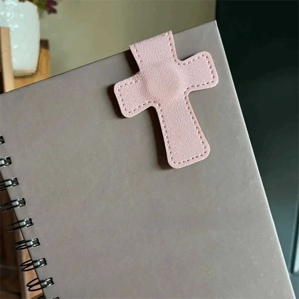 Leather Cross Bible Magnetic Bookmark | Double-Sided Page Clip