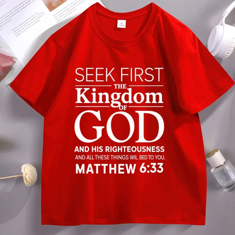 Seek First The Kingdom Christian Bible Verse T-Shirt