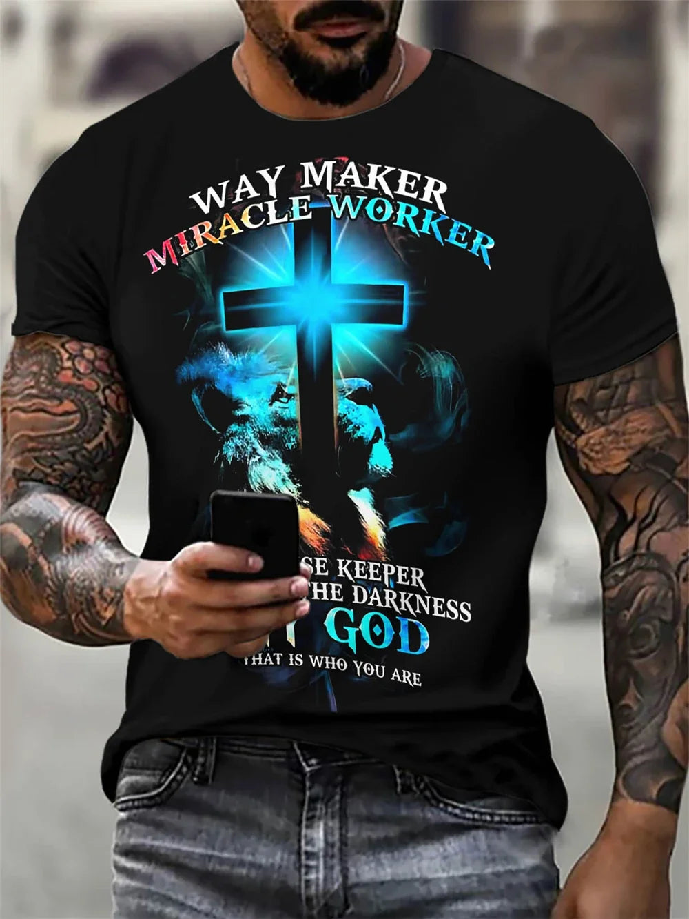 Gothic Jesus Christ Cross 3D Printed Christian T-Shirt