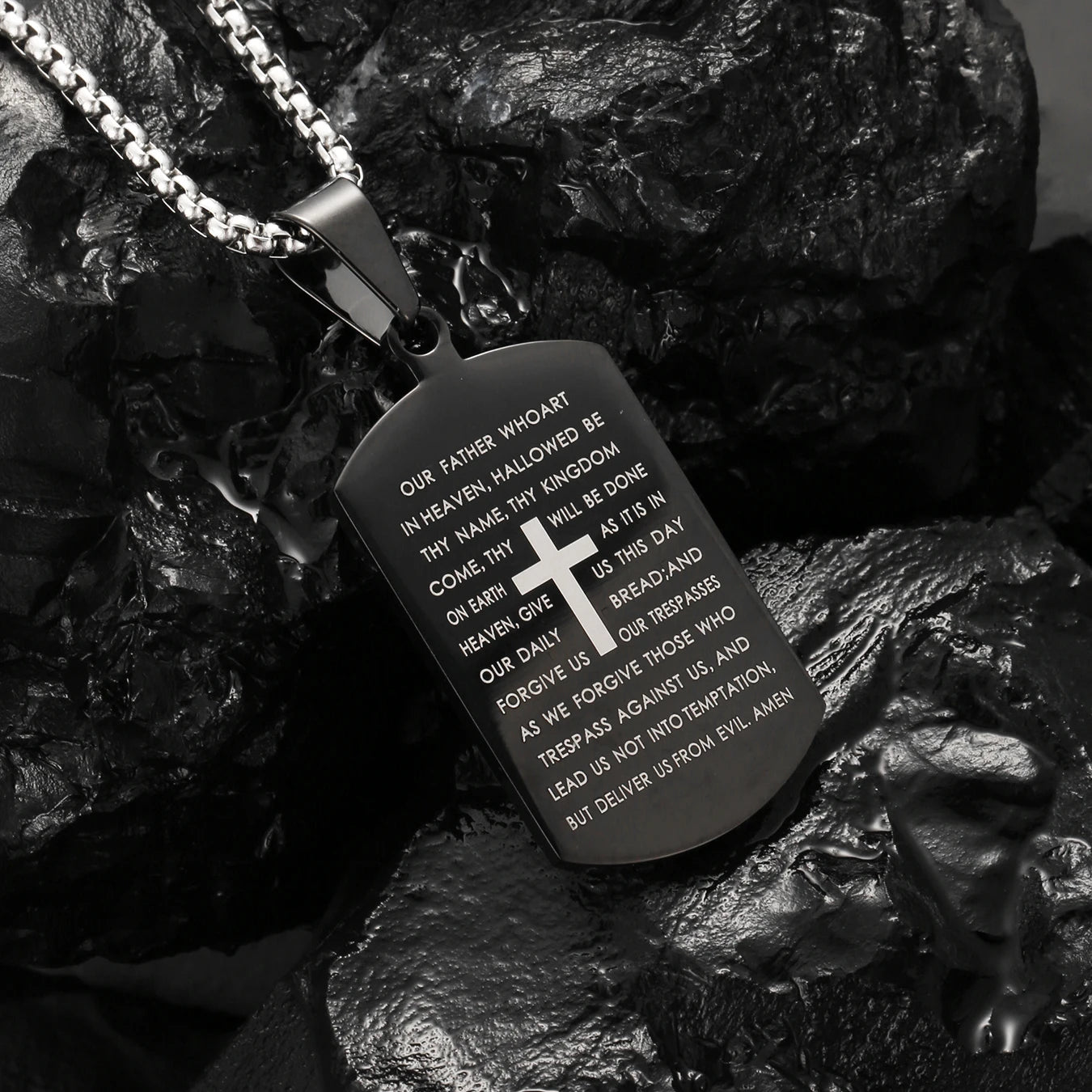 Bible Verse Stainless Steel Cross Necklace for Men