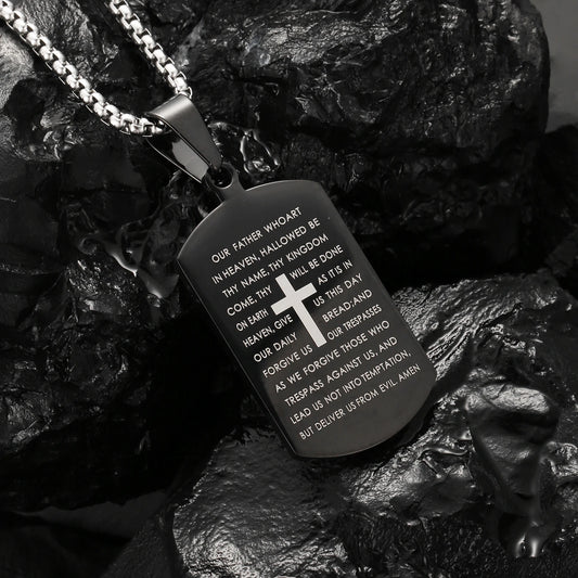 Bible Verse Stainless Steel Cross Necklace for Men