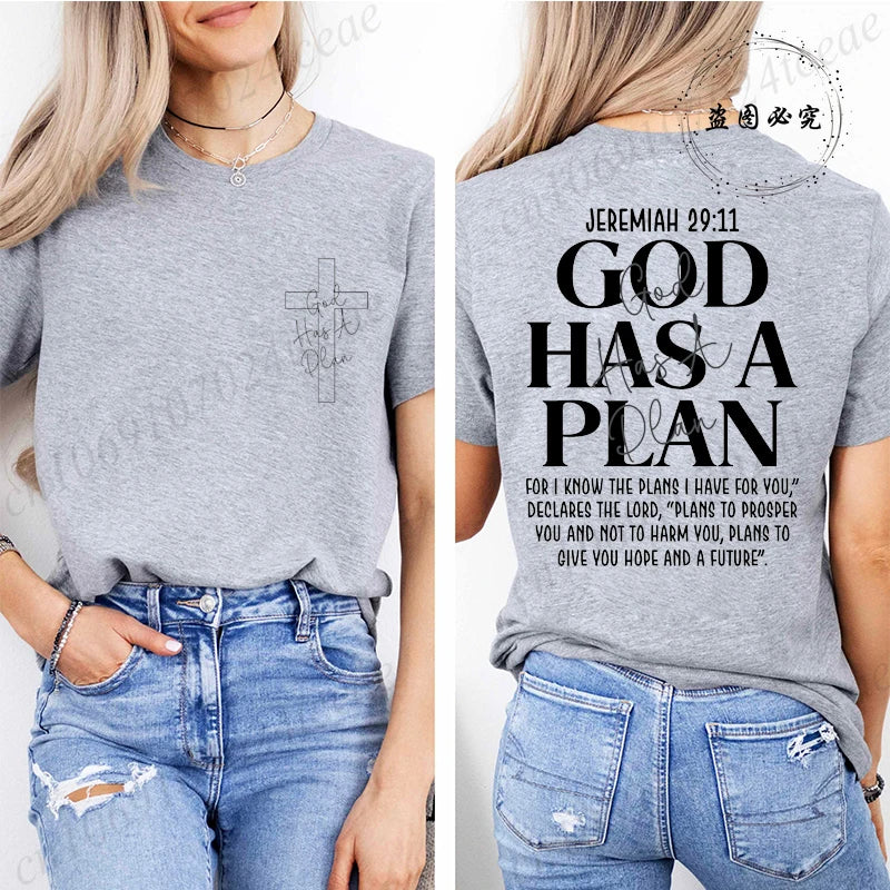 God Has a Plan Christian Women's T-Shirt | Retro Cross Graphic Tee