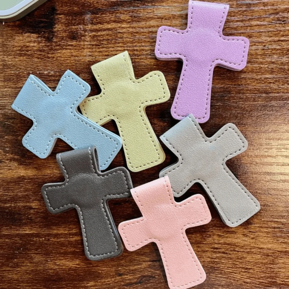 Leather Cross Bible Magnetic Bookmark | Double-Sided Page Clip