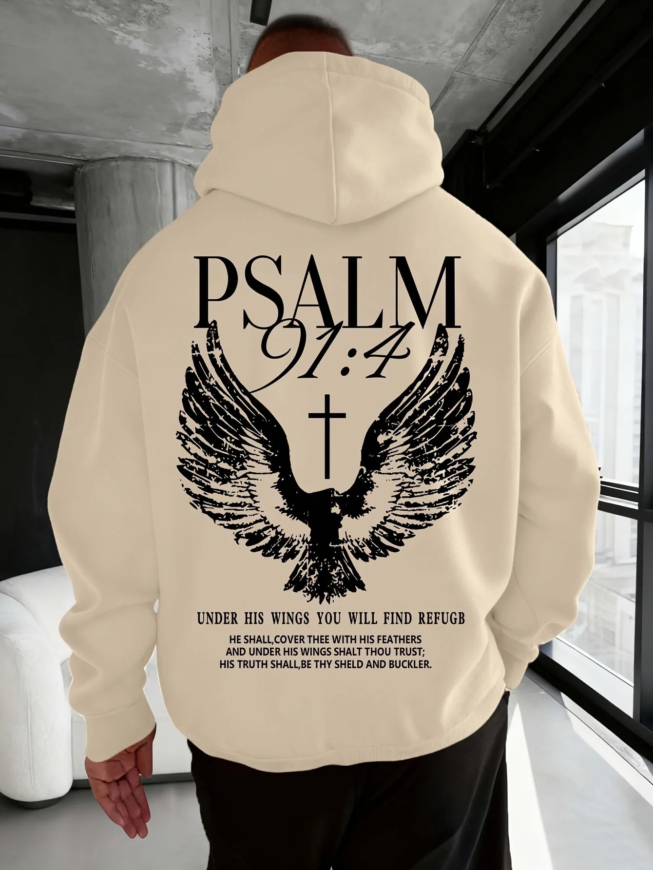 Psalm 91:4 Christian Hoodie Sweatshirt | Bible Verse Print