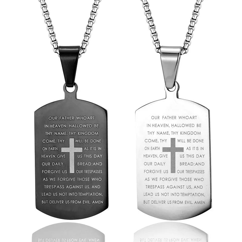 Bible Verse Stainless Steel Cross Necklace for Men