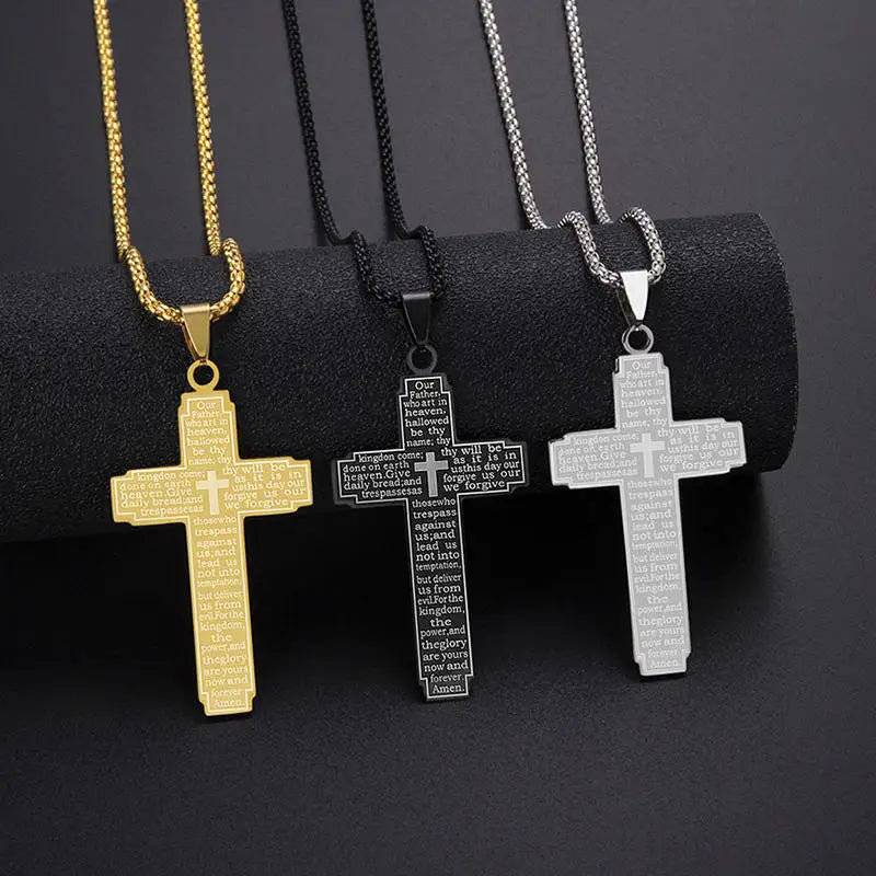 Cross Pendant Necklace for Men | Stainless Steel Christian Jewelry