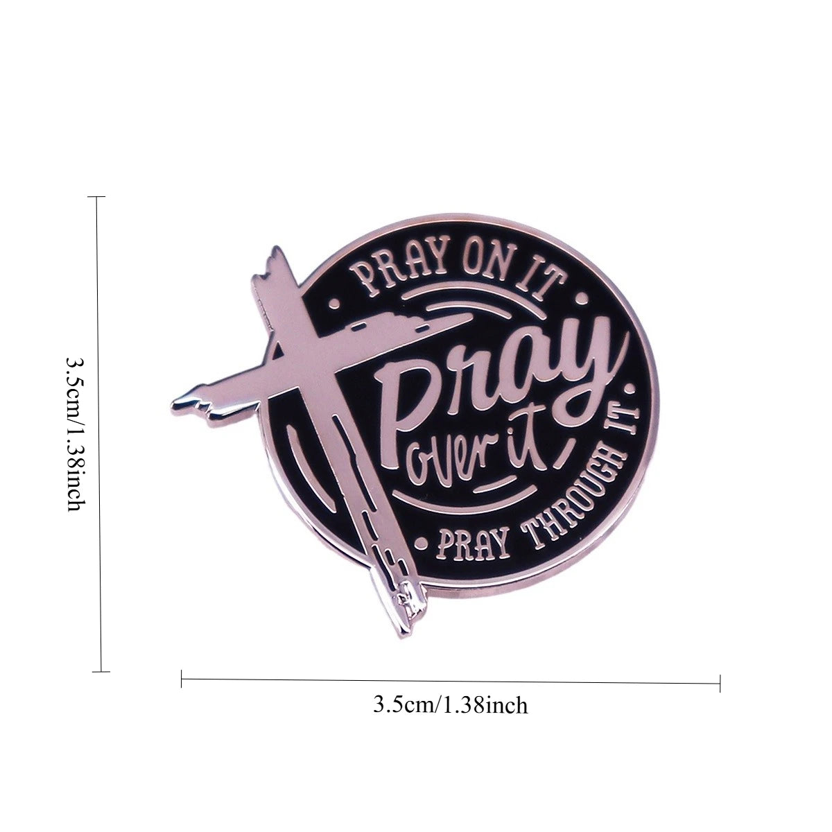 Pray On It Christian Cross Enamel Pin