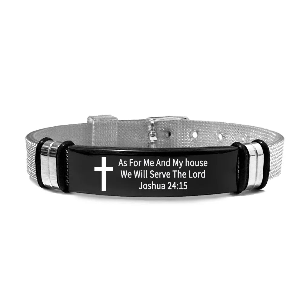 Bible Verse Cross Bracelet | Stainless Steel Inspirational Jewelry
