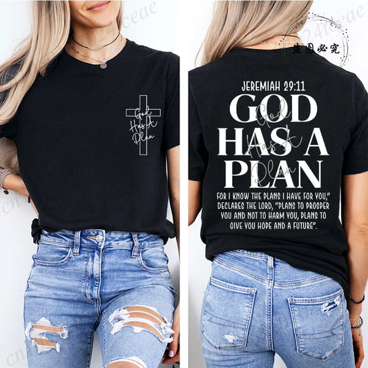 God Has a Plan Christian Women's T-Shirt | Retro Cross Graphic Tee