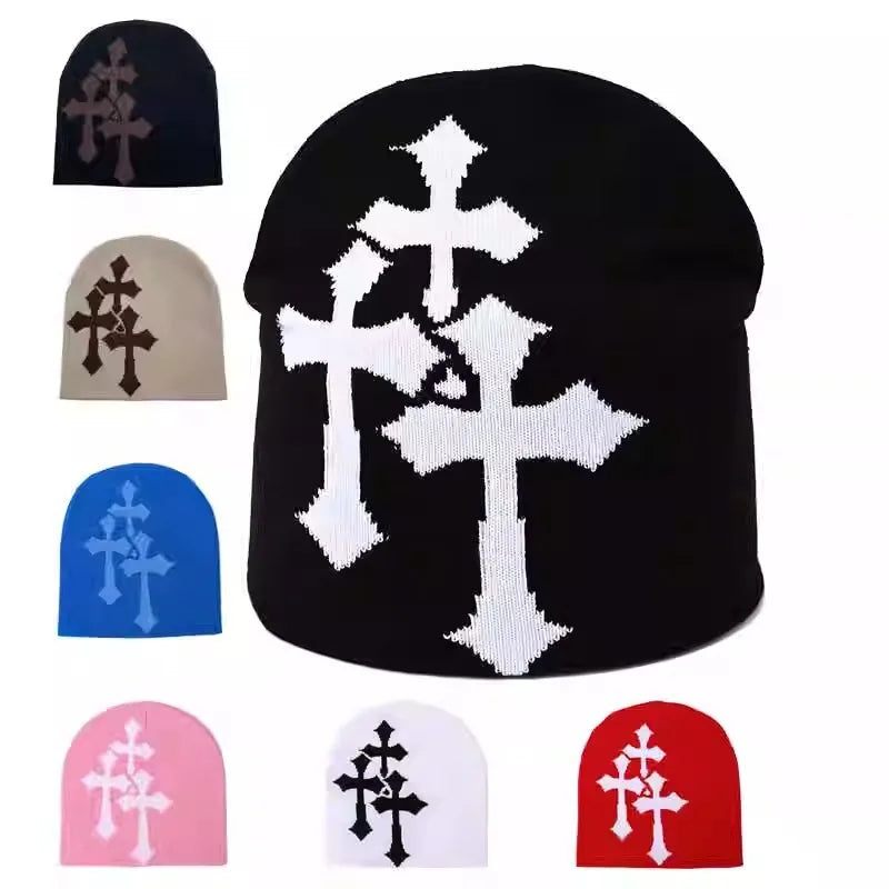 Cross Knit Beanie Hat | Unisex Christian Hip Hop Style