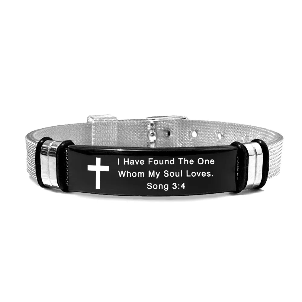 Bible Verse Cross Bracelet | Stainless Steel Inspirational Jewelry