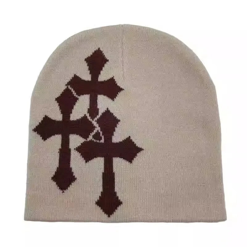 Cross Knit Beanie Hat | Unisex Christian Hip Hop Style