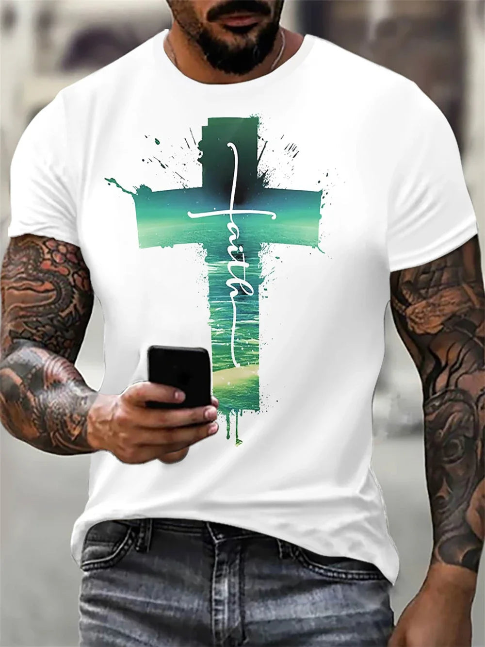 Gothic Jesus Christ Cross 3D Printed Christian T-Shirt