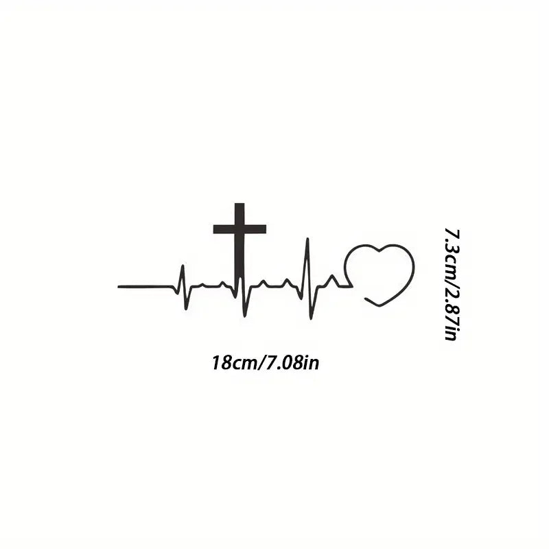 Christian Cross Heartbeat Vinyl Sticker