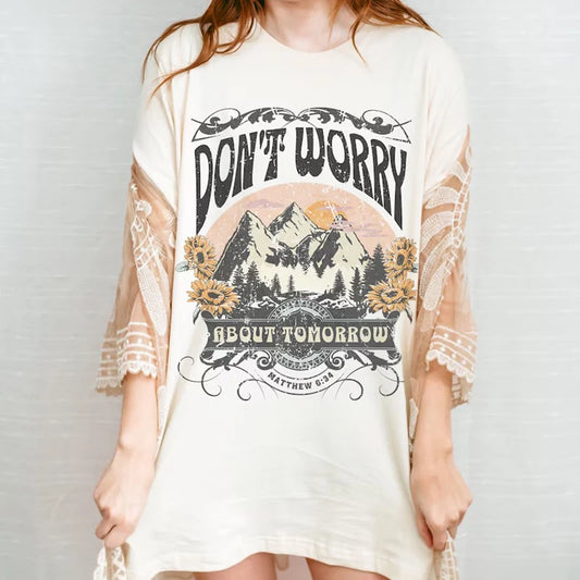 Christian Mountain Print Vintage Bible Verse Women's T-Shirt