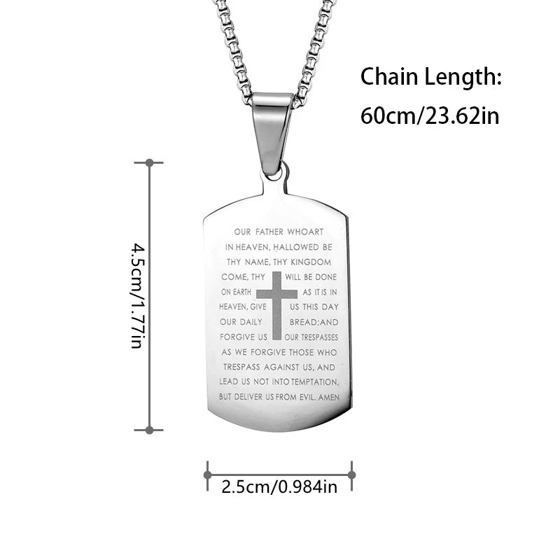 Bible Verse Stainless Steel Cross Necklace for Men