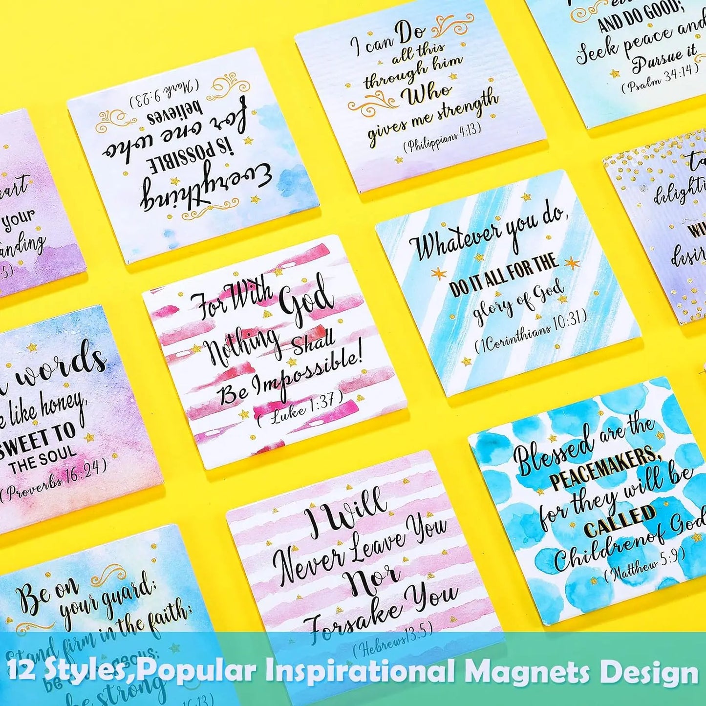 Bible Verse Fridge Magnet Set (12pcs) | Christian Inspirational Magnets