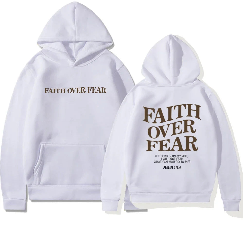 Faith Over Fear Aesthetic Christian Pullover Hoodie | Unisex