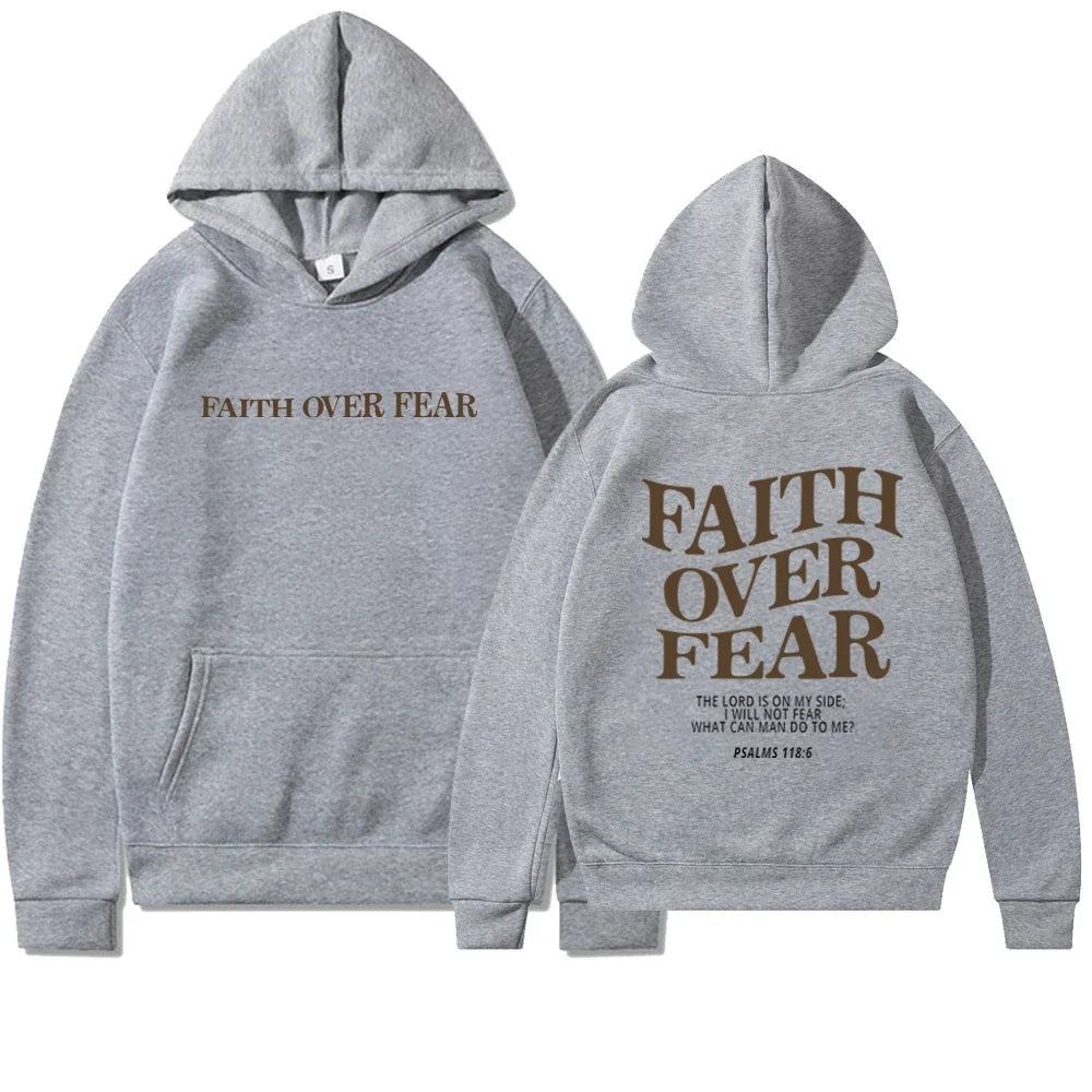 Faith Over Fear Aesthetic Christian Pullover Hoodie | Unisex