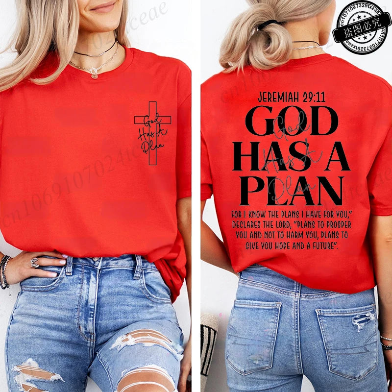 God Has a Plan Christian Women's T-Shirt | Retro Cross Graphic Tee