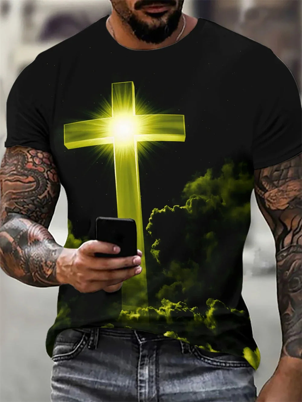 Gothic Jesus Christ Cross 3D Printed Christian T-Shirt