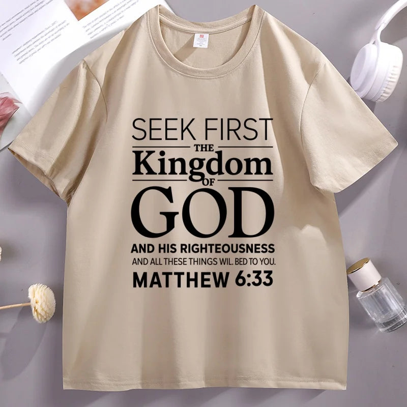 Seek First The Kingdom Christian Bible Verse T-Shirt