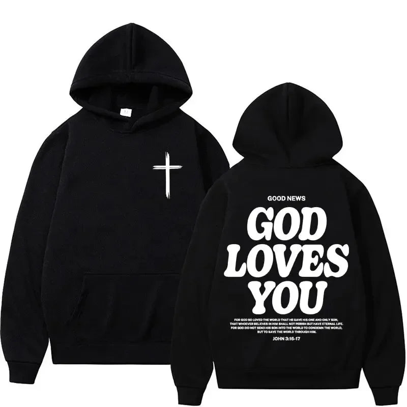 God Loves You Aesthetic Christian Hoodie | Streetwear Y2K