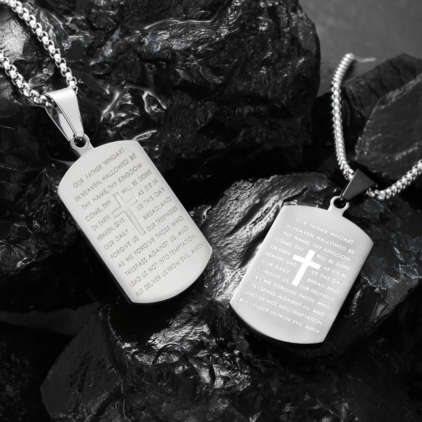 Bible Verse Stainless Steel Cross Necklace for Men