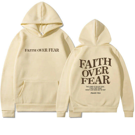 Faith Over Fear Aesthetic Christian Pullover Hoodie | Unisex