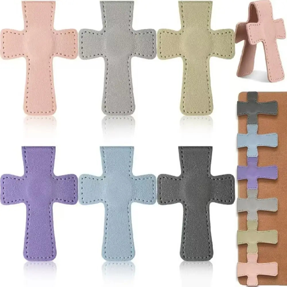 Leather Cross Bible Magnetic Bookmark | Double-Sided Page Clip