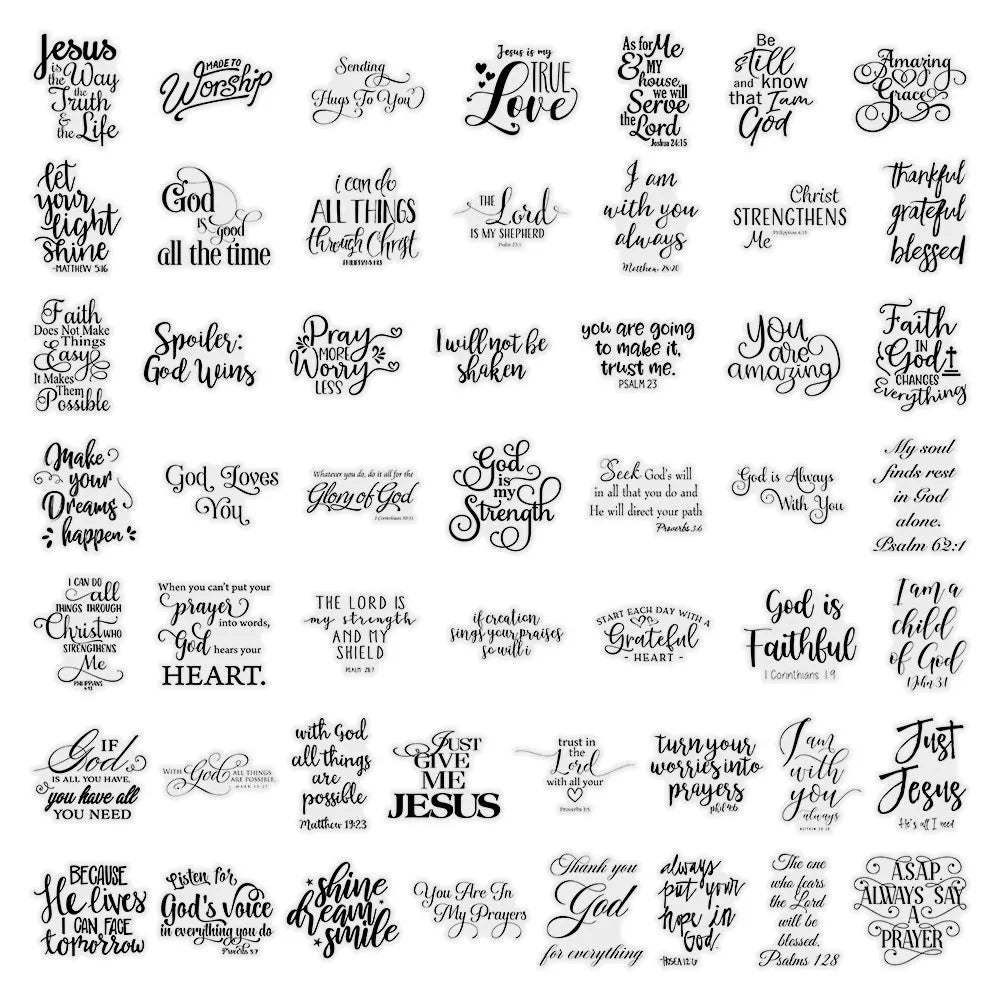 Bible Verse Christian Sticker Set (51pcs) | Religious Decor Stickers