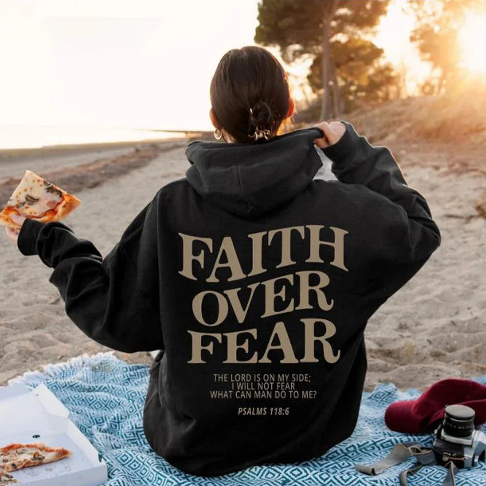 Faith Over Fear Aesthetic Christian Pullover Hoodie | Unisex