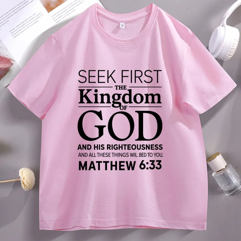 Seek First The Kingdom Christian Bible Verse T-Shirt