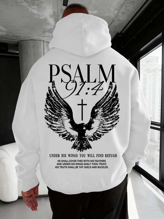 Psalm 91:4 Christian Hoodie Sweatshirt | Bible Verse Print