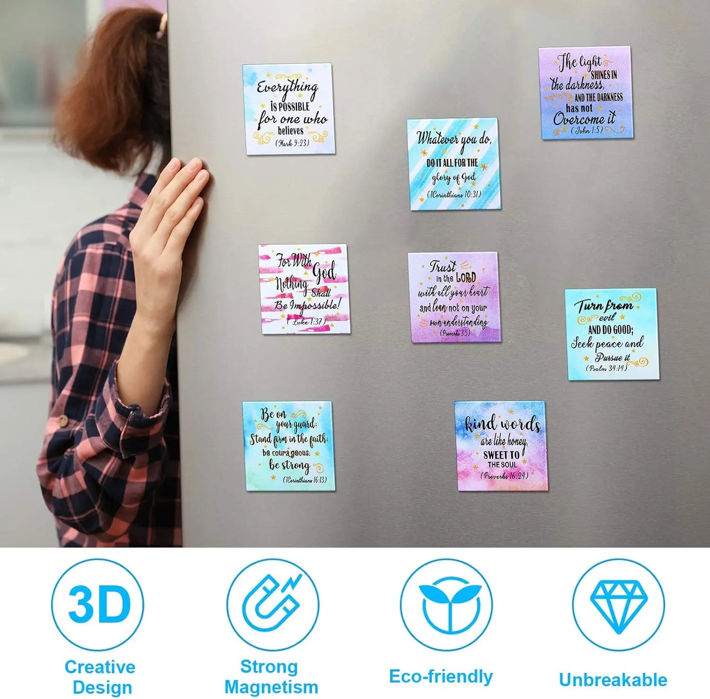 Bible Verse Fridge Magnet Set (12pcs) | Christian Inspirational Magnets