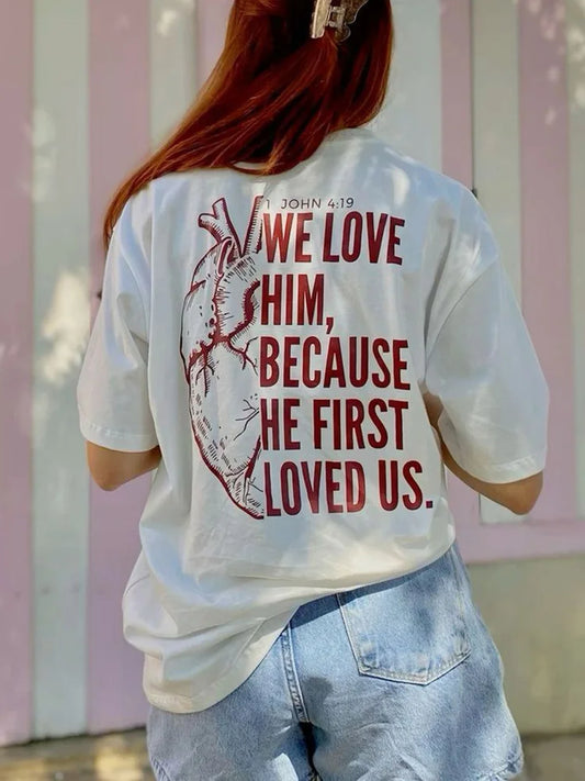 Christian Back Print Bible Verse Oversized T-Shirt