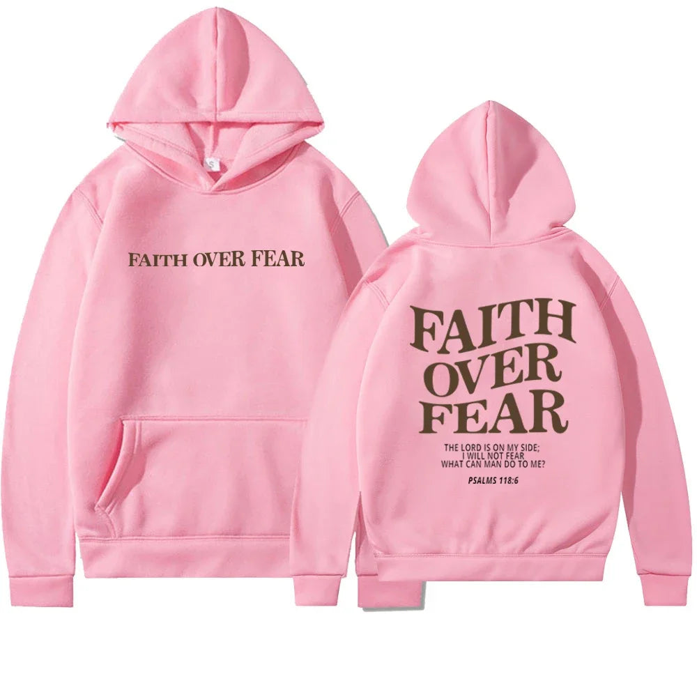 Faith Over Fear Aesthetic Christian Pullover Hoodie | Unisex